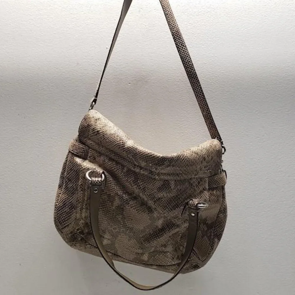 Coach Campbell Exotic Snakeskin Embossed Leather Small Flap Satchel Bag - Picture 4 of 8